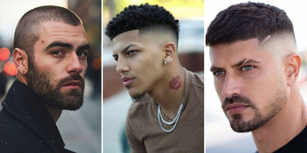 Collage of three of the best short hairstyles for men in 2024. These trendy haircuts highlight the versatility and appeal of short hair for all face shapes and hair types.
