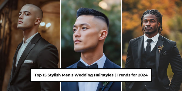Featured image showcasing a selection of the top 15 stylish men's wedding hairstyles for 2024.
