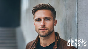 A stylish man with a short beard, complementing his triangle face shape. His groomed facial hair highlights one of the best beard styles for a triangle face shape.