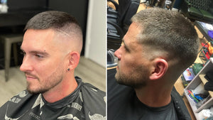 A high and tight vs crew cut comparison, showcasing the fade, length, and styling differences between these two popular short hairstyles.